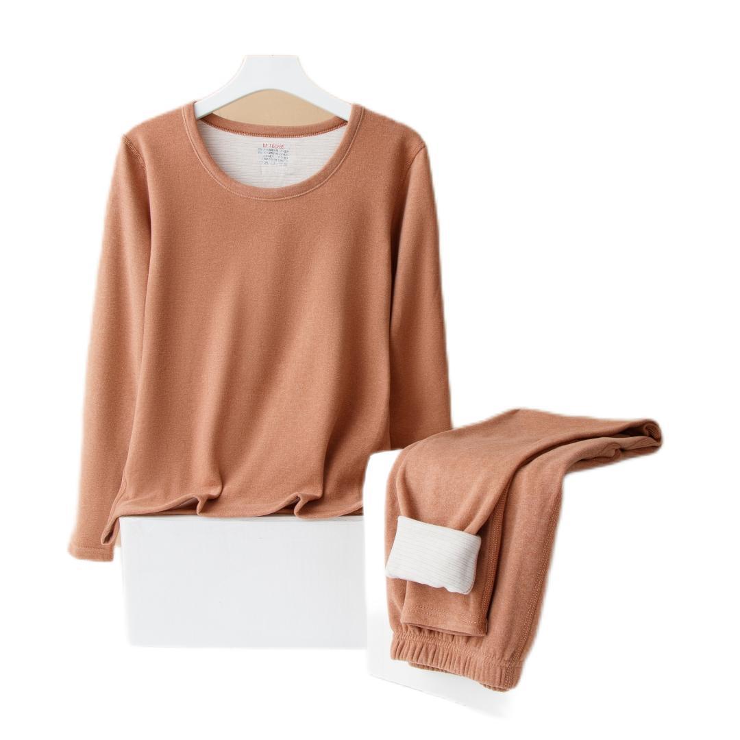 ミンクのシルクの保温下着セットの男女のカシミヤの秋の服の秋のズボンのカップルの秋冬のベルベットの厚いです。