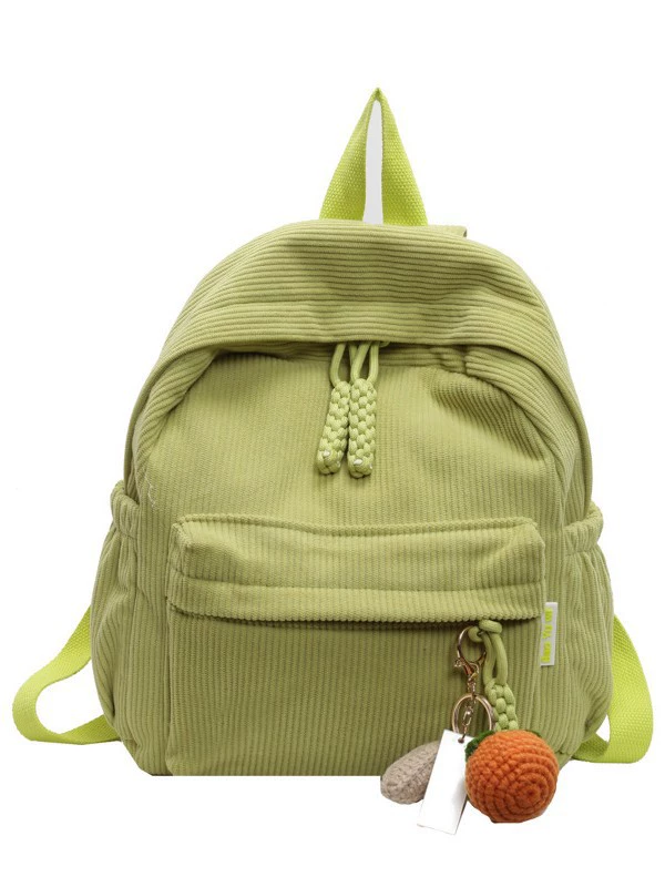 Backpack small shoulder travel bag, city style, corduroy texture, 27×14×30 cm, pendant option