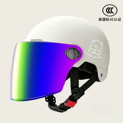 Motosiklet kaskı (dəbilqə), Electric Motorcycle Helmet, Unisex Electric - white-iridescent-long-mirror-silver-white-bear-uv-protection-sun-tanning-prevention-do-not-submerge-these-lenses-in-water