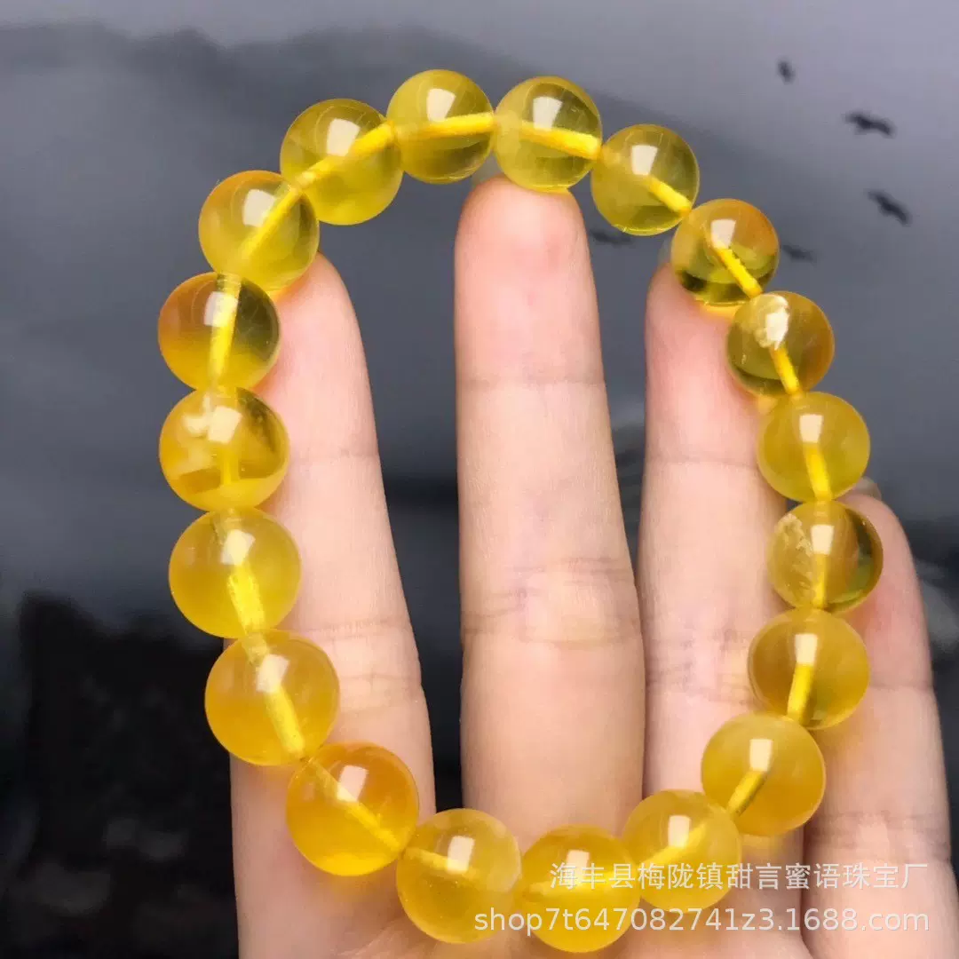 琥珀手串蜜蜡俄料鸡油黄手串 品质好 纹路优美 色泽油润漂亮