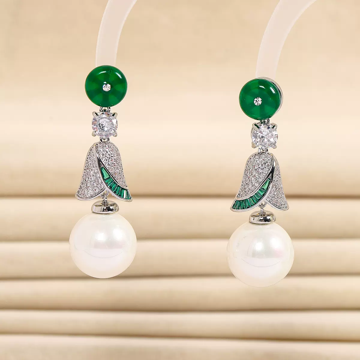 新款绿色耳环高级感小众复古风气质轻奢耳坠国风新中式耳饰女批发