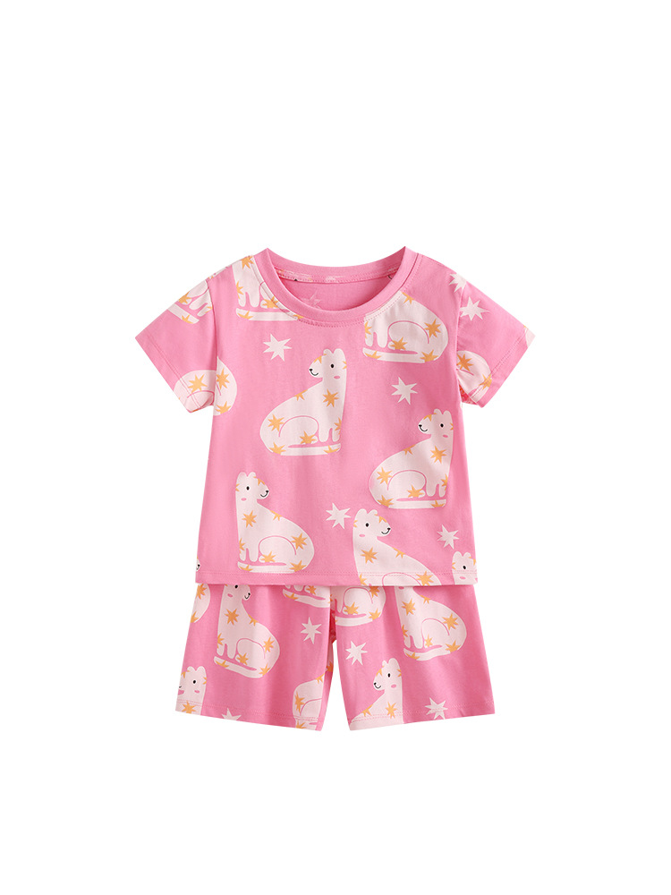 Malwee transfronterizo niñas dos piezas de verano nuevo estilo europeo y americano para niños pequeños adorables niñas de cuello redondo camiseta set