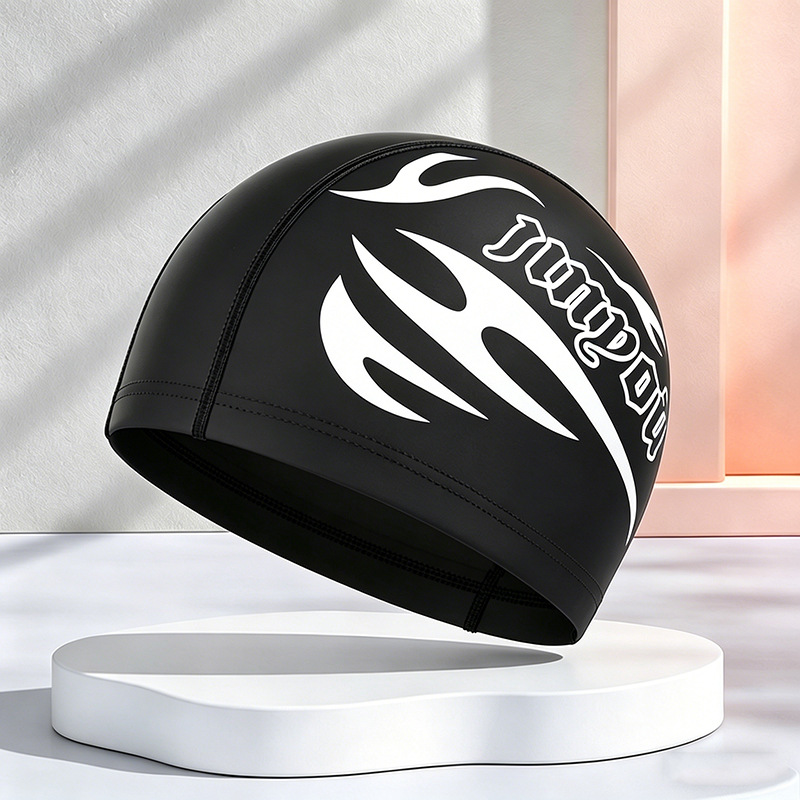 Gorros de natación de PU para hombres y mujeres adultos, personalizables con logotipo, alta elasticidad, cómodos para cabello largo, no aprietan la cabeza, adecuados para estudiantes y niños mayores, gorros de natación impermeables.