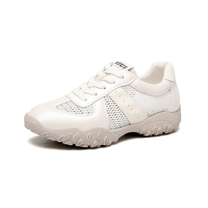Giày sneaker nữ đế dày lưới da thật thoáng khí mùa hè 2025 phong cách Đức Huấn — Lưới JST 7233m màu, Lưới vàng JST 7233
