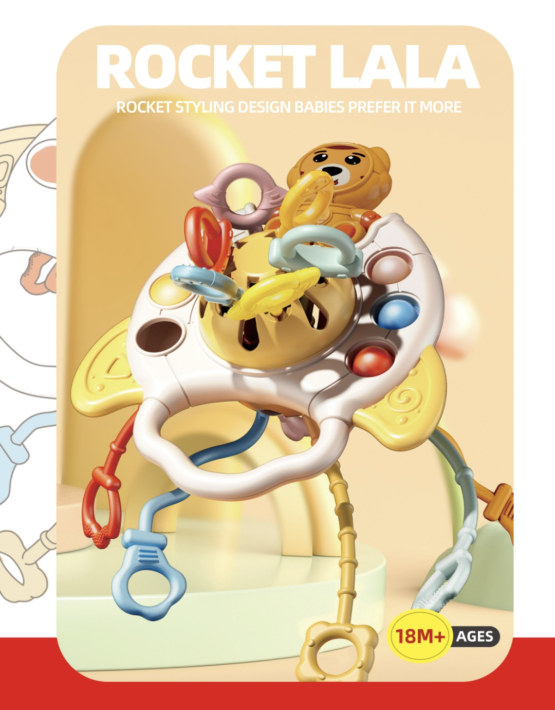 Bombeo de música bebé recién nacido rompecabezas puede morder agarre entrenamiento infantil juguetes de educación temprana 1-3 años de edad traqueteo Lala música