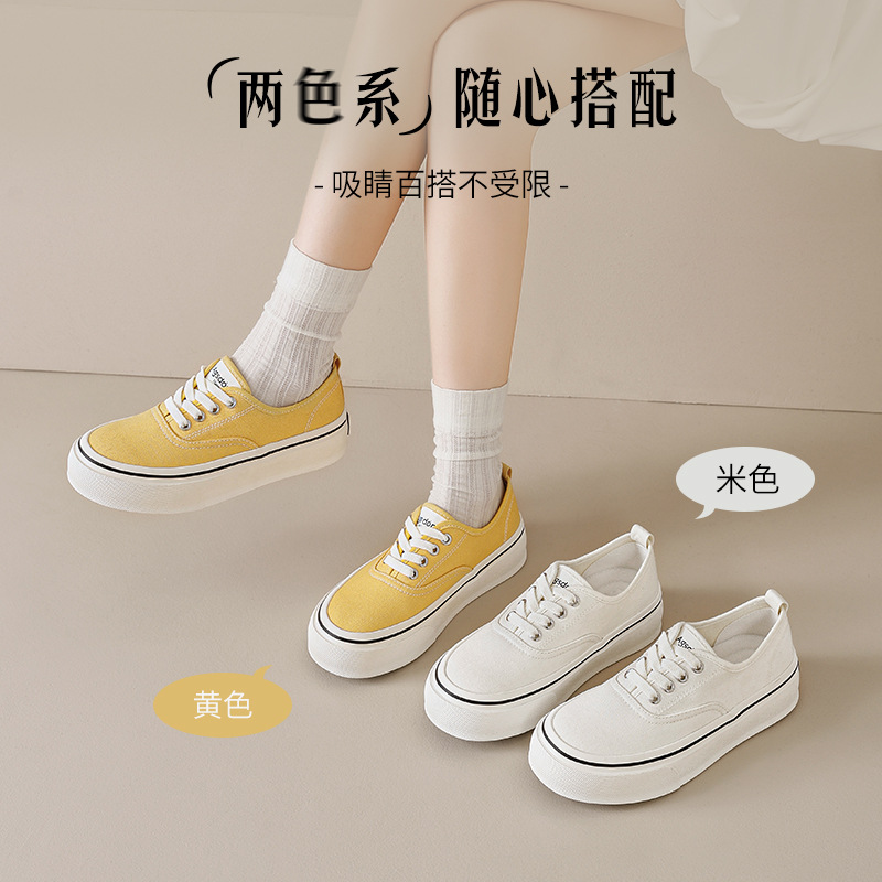 Augustion lona shoes mujer 2025 nuevo verano suela gruesa zapatos blancos coreanos cómodos zapatos casuales sin pies cansados