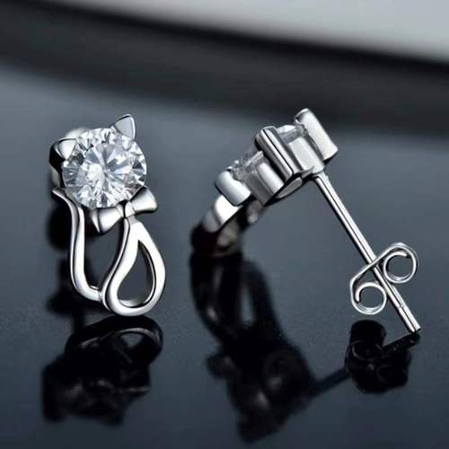 Korean style cat earrings for women, fashionable hollow earrings with diamond earrings wholesale