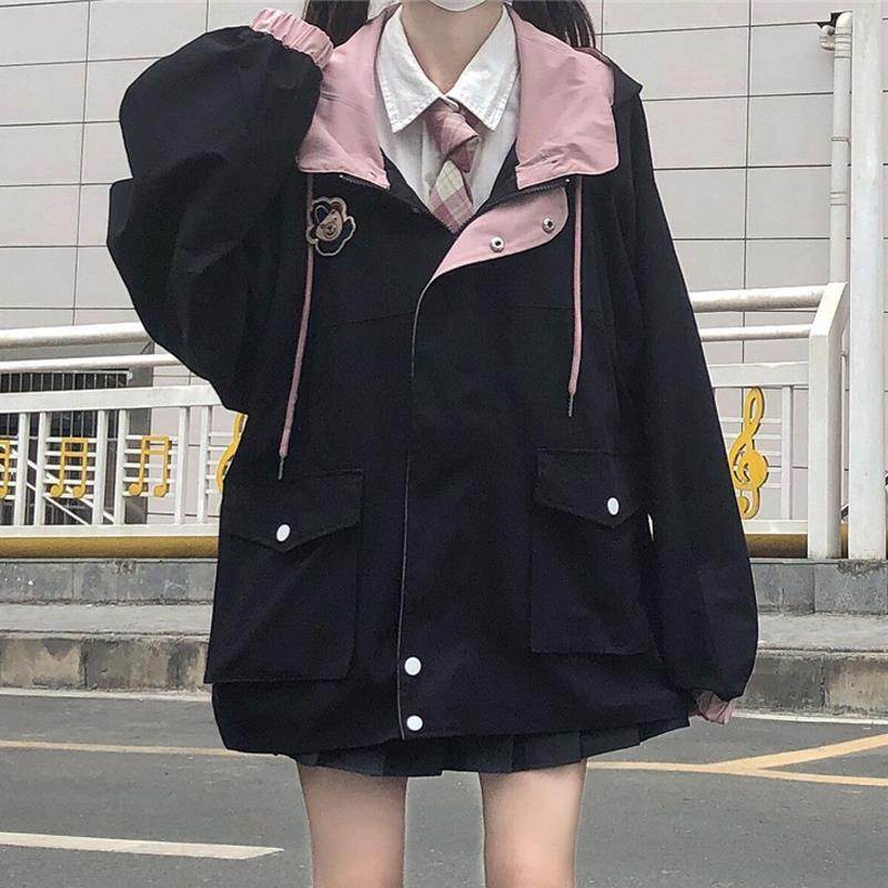 Work coat girl spring and autumn 2024 new junior high school Senior high school students loose Japanese JK soft sister cute coat Work coat girl spring and autumn 2024 new junior high school Senior high school students loose Japanese JK soft sister cute coat