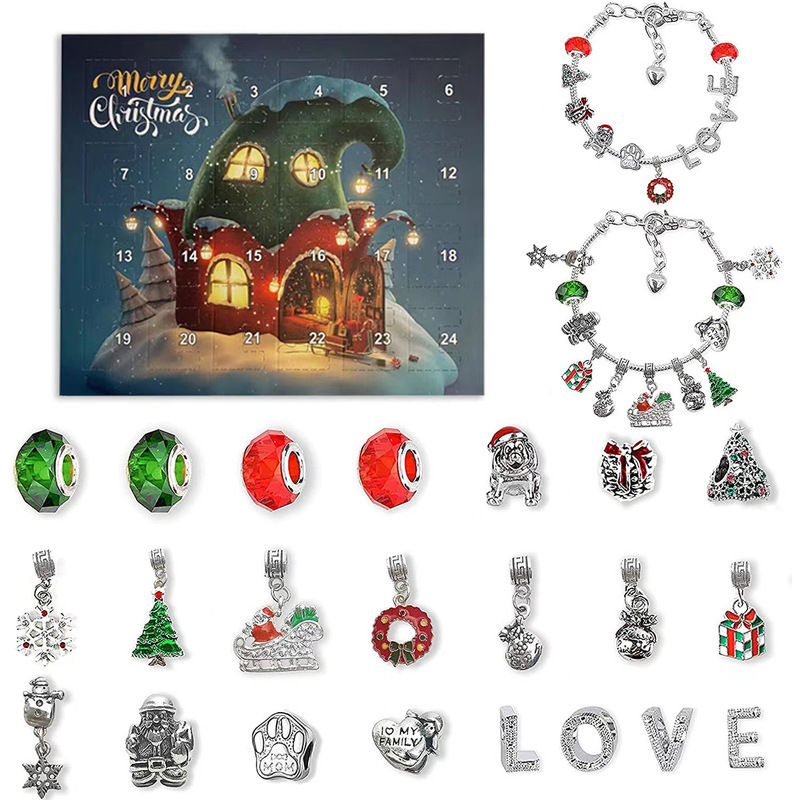 European and American Cross-Border 24-Day Countdown Calendar Christmas Advent Surprise Blind Box DIY Creative Children's Bracelet Christmas Gift European and American Cross-Border 24-Day Countdown Calendar Christmas Advent Surprise Blind Box DIY Creative Children's Bracelet Christmas Gift