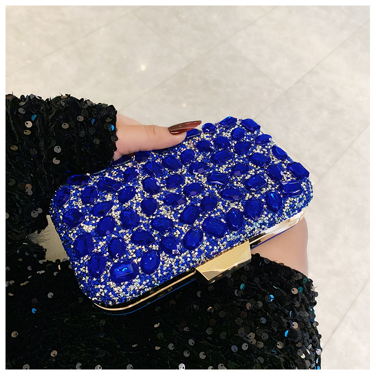New cross-border full-diamond shiny bags, diamond-encrusted clutch bags, dinner bags, wedding banquet bags, party bags, small square bags and women's bags undefined