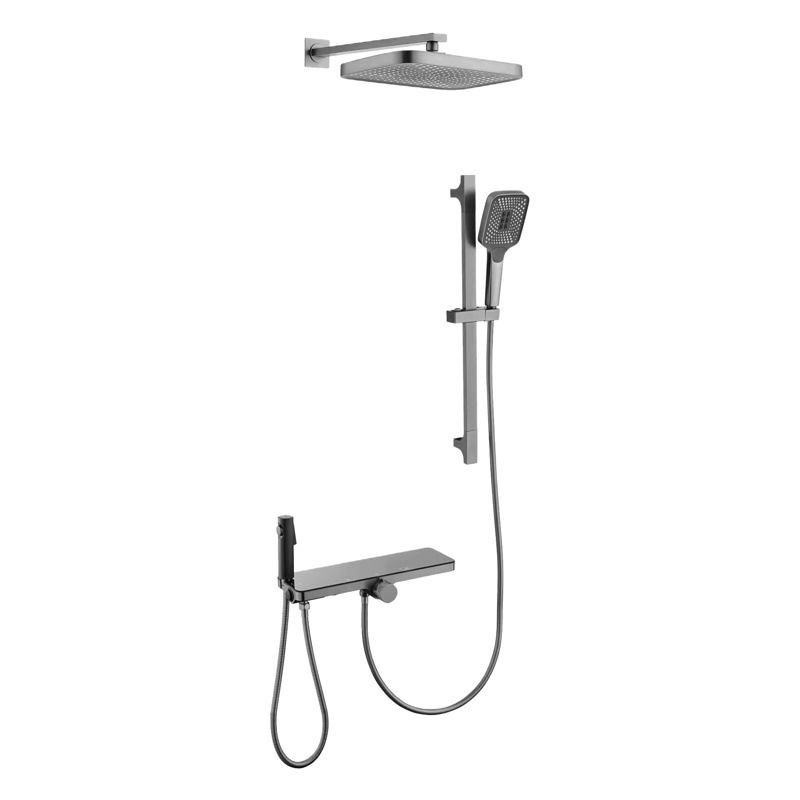 Pistola gris oculta simple cabeza de ducha traje de baño de cobre grifo de la ducha boquilla de ducha de refuerzo