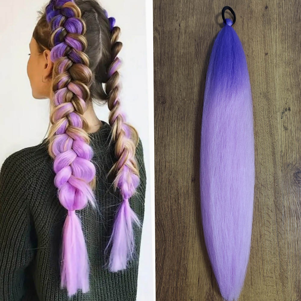 Fábrica de niñas elásticas pelucas de cola de caballo trenzas de boxeo trenzas de cuerda elástica de color trenzas de caballo para niños pelucas de cola de caballo