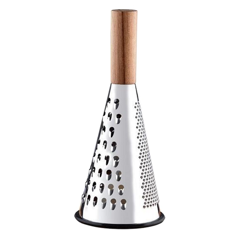 Rallador de queso de acero inoxidable vertical de tres lados rallador para frutas y verduras mango de madera cepillado