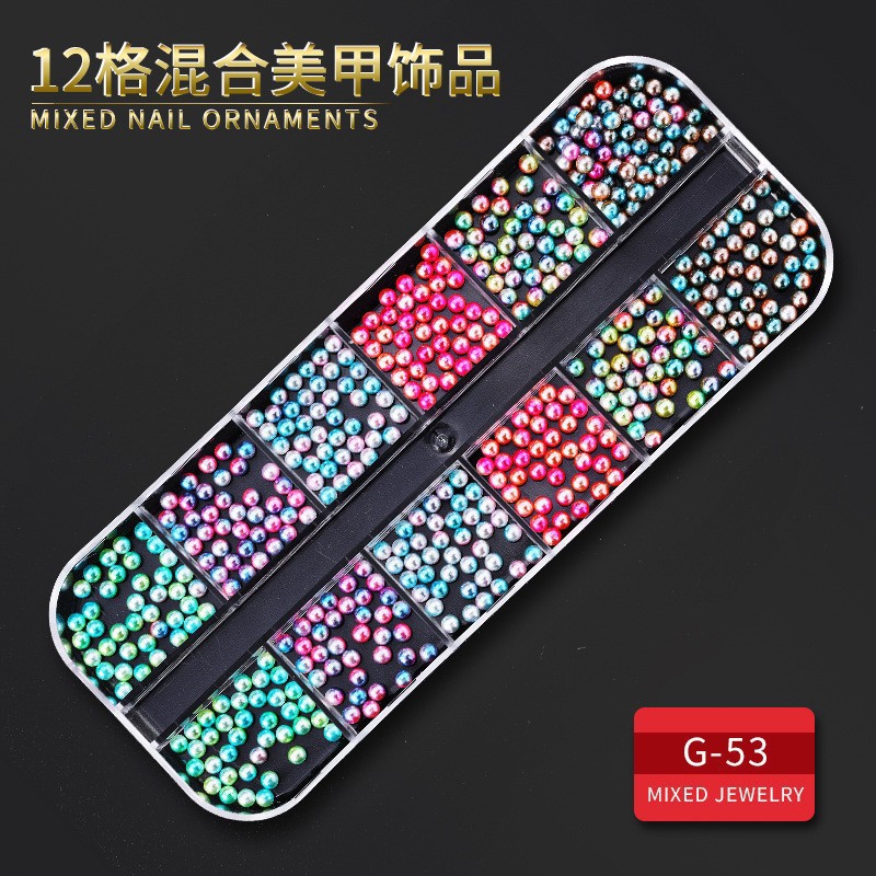 Juego completo transfronterizo de 12 compartimientos de remaches de metal, diamantes de imitación, Xingyue, piezas de concha de diamantes, accesorios para uñas, adornos para uñas