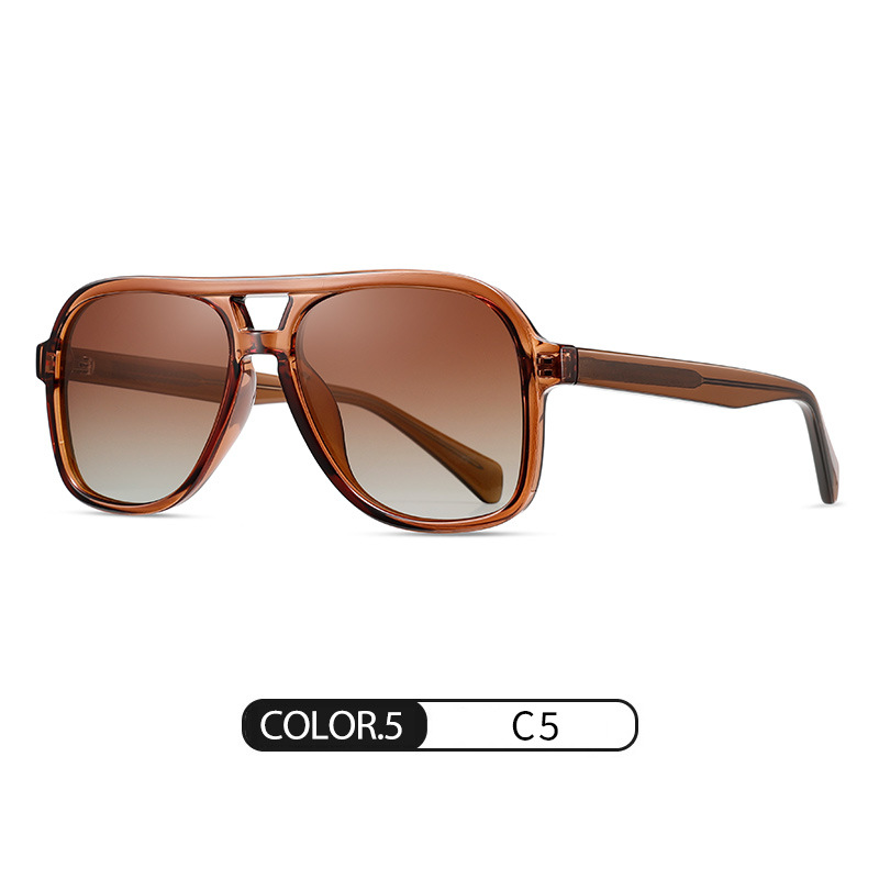 Gafas polarizadas transfronterizas europeas y americanas S31117 Gafas de sol de doble viga retro de moda Gafas de sol de placa de red de montura grande con personalidad