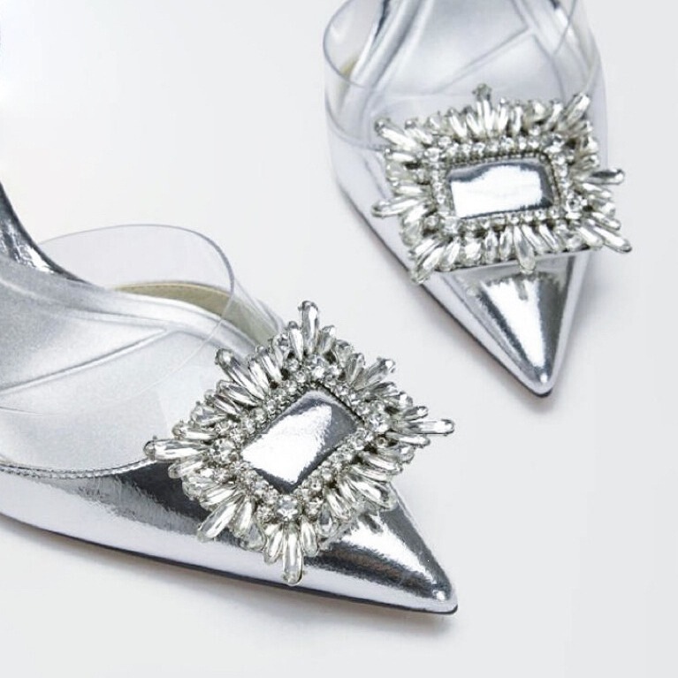 Rhinestone Silver High Heels 2025 Summer Pointed Toe Stiletto Heel Back Strap Patent Leather Transparent Closed-Toe Sandals for Women with Thin High Heels Rhinestone Silver High Heels 2025 Summer Pointed Toe Stiletto Heel Back Strap Patent Leather Transparent Closed-Toe Sandals for Women with Thin High Heels