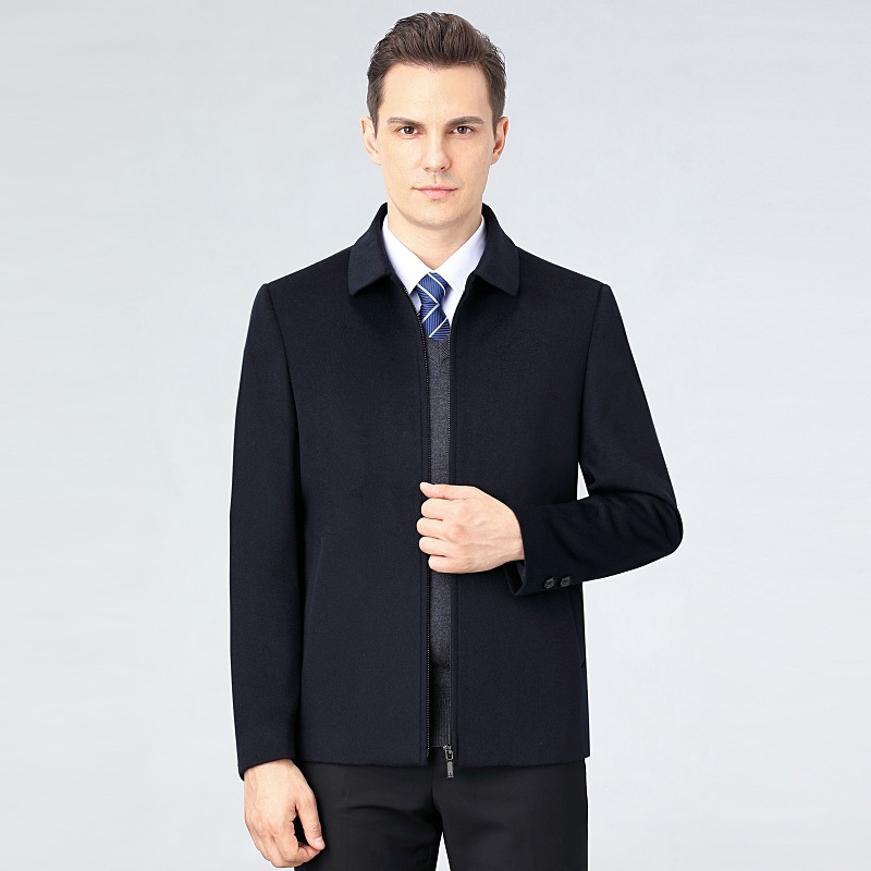2025 Autumn/Winter Men's Short Cashmere Jacket, High-End Wool Coat, Business Lapel, Executive Cashmere Wool Overcoat