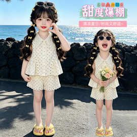 女童波点无袖衬衫套装夏季2026新款儿童韩系洋气漂亮女孩短裤夏装
