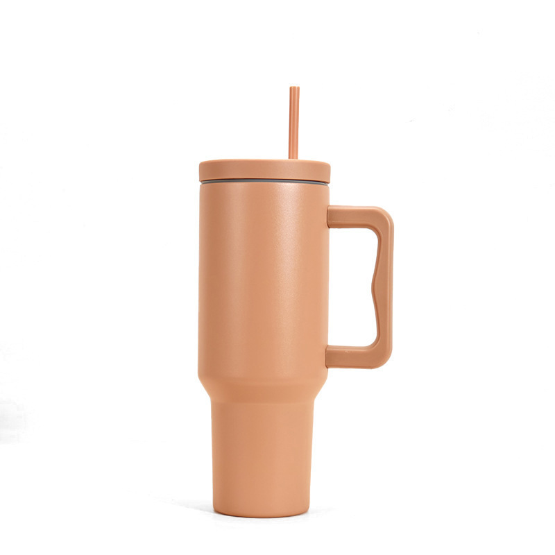 Transfronterizo de paja de acero inoxidable taza de vacío gigante gran capacidad 40oz taza de helado taza de coche con mango