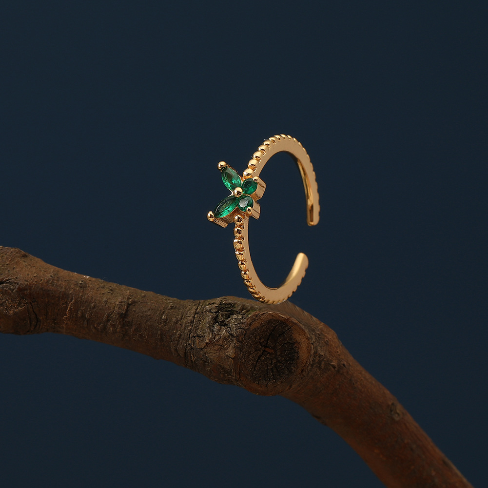 Simple Style Butterfly Copper Gold Plated Open Ring 1 Pair