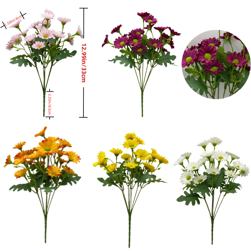 小雏菊仿真花七叉21花小清新洋甘菊婚礼家居装饰花束摆件拍摄道具|undefined