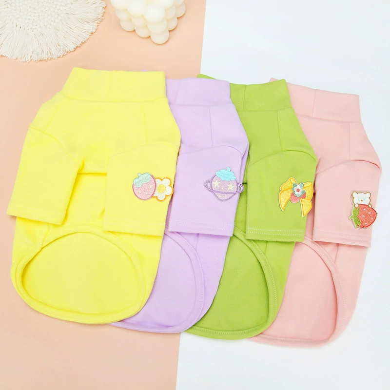 Собака Одежда для собак Осень и зима Одежда для домашних животных Одежда Две Ноги Флис Новая 21 Клубничная Серия Базовая Рубашка