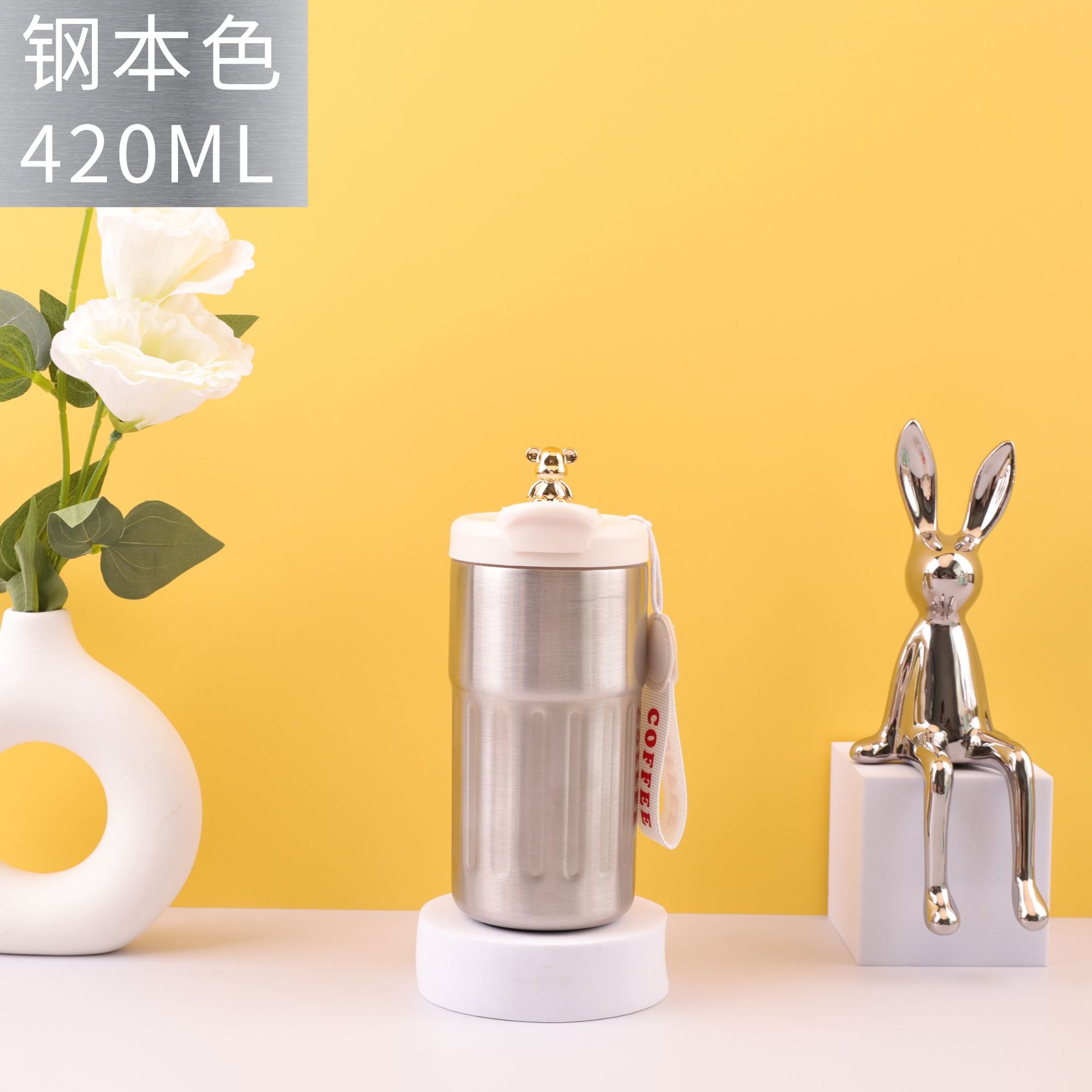 Red caricatura oso 316 taza de café de acero inoxidable caliente inteligente caliente portátil taza caliente taza de estudiantes