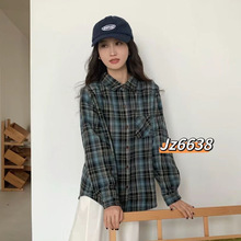 加绒格子衬衫 2025冬季新款 慵懒休闲叠穿上衣女外搭长袖衬衣6638