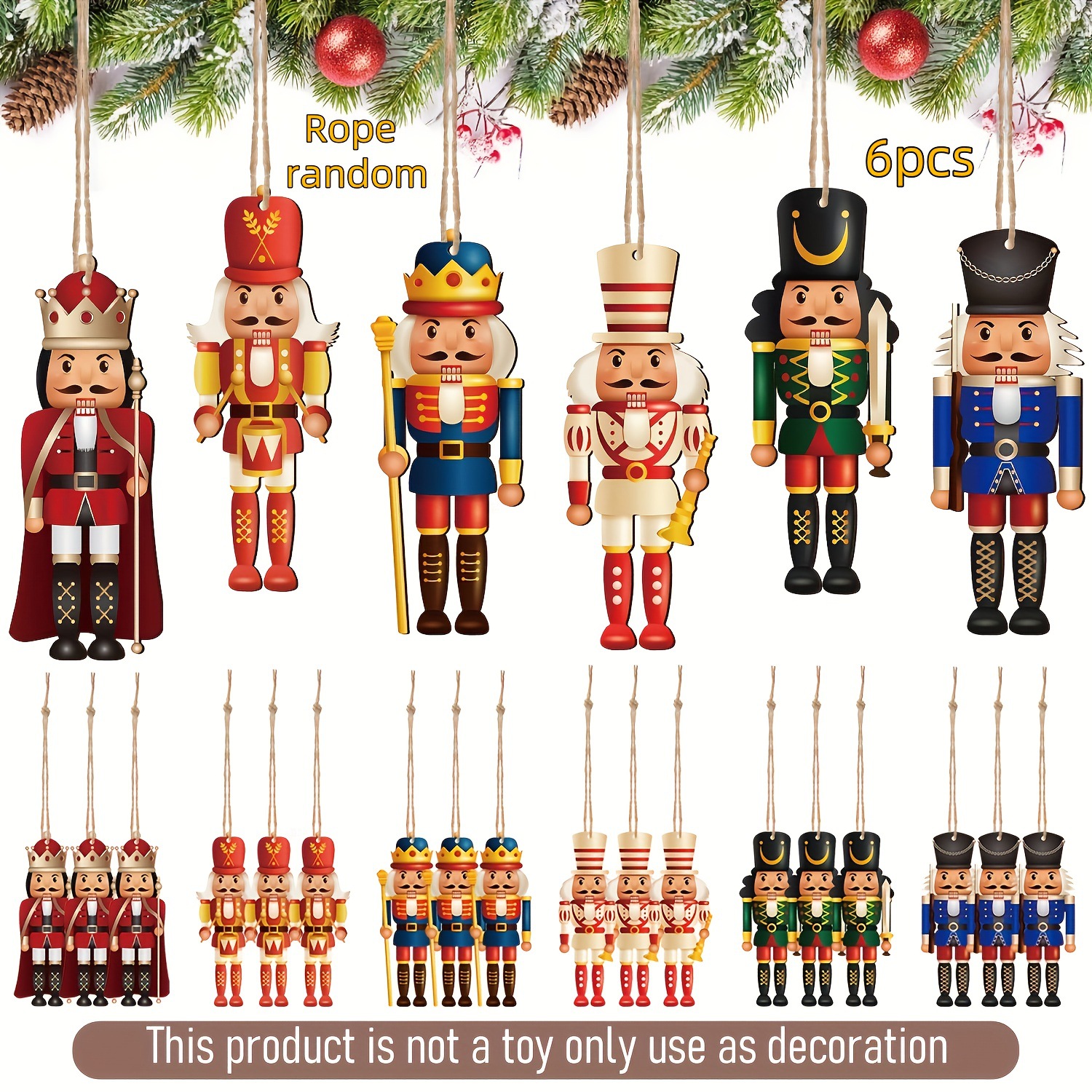 Nuevos productos transfronterizos suministros de decoración navideña de madera Cascanueces decoraciones navideñas soldados títeres decoración navideña