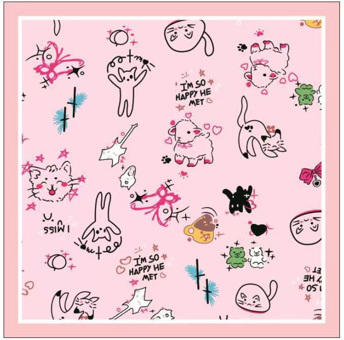 64# lenço quadrado com estampa animal rosa (C05-36)