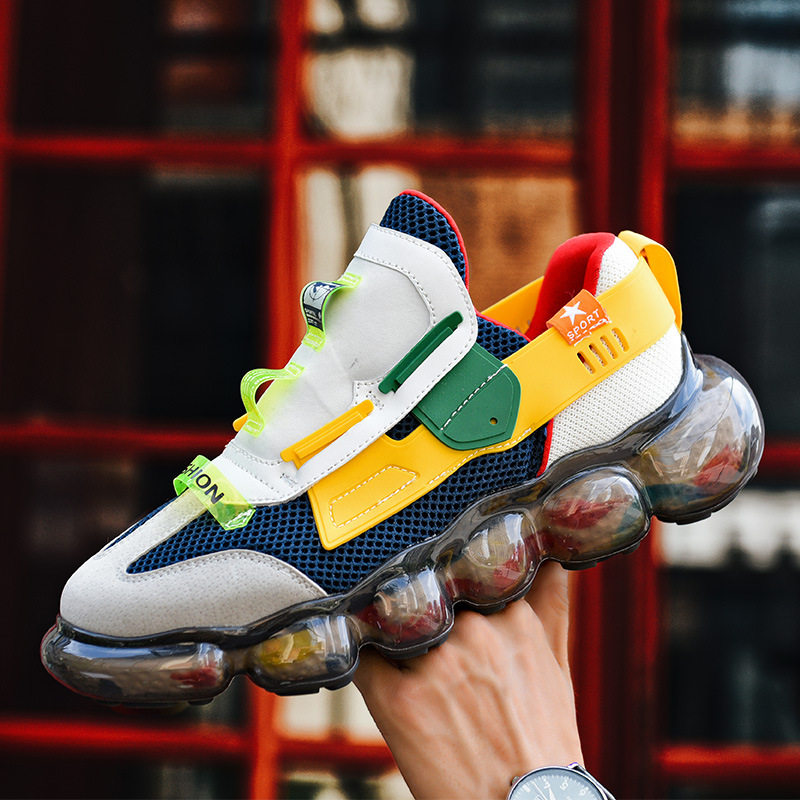 Cross-Border Popular Summer Mesh Breathable European Station Hollow Men's Shoes Couple Trendy Shoes Dad Thick-Soled Casual Board Shoes