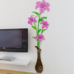 Water Lily Flower 3D Crystal Acrylic Wall Sticker Living Room Sofa TV Background Entrance Wall Home Decor Sticker