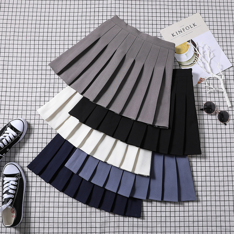 Pleated Skirt Women's Spring and Summer Jk White A-Line Skirt New Korean Style High Waist Skirt Versatile Large Size Plaid Skirt Pleated Skirt Women's Spring and Summer Jk White A-Line Skirt New Korean Style High Waist Skirt Versatile Large Size Plaid Skirt