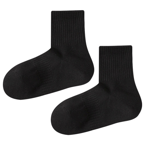 Men's Spring White Crew Socks Wholesale Plain Color Ins Trendy Boneless Socks Men's Outerwear Black Zhuji Socks