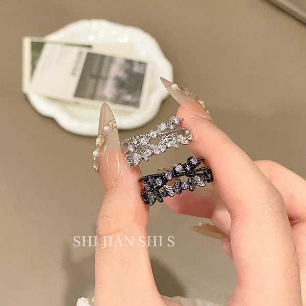 Casual Geometric Three-Line Butterfly Diamond Ring for Women, Accessible Luxury, High-End, Niche, Fresh and Versatile, Fashionable Ring