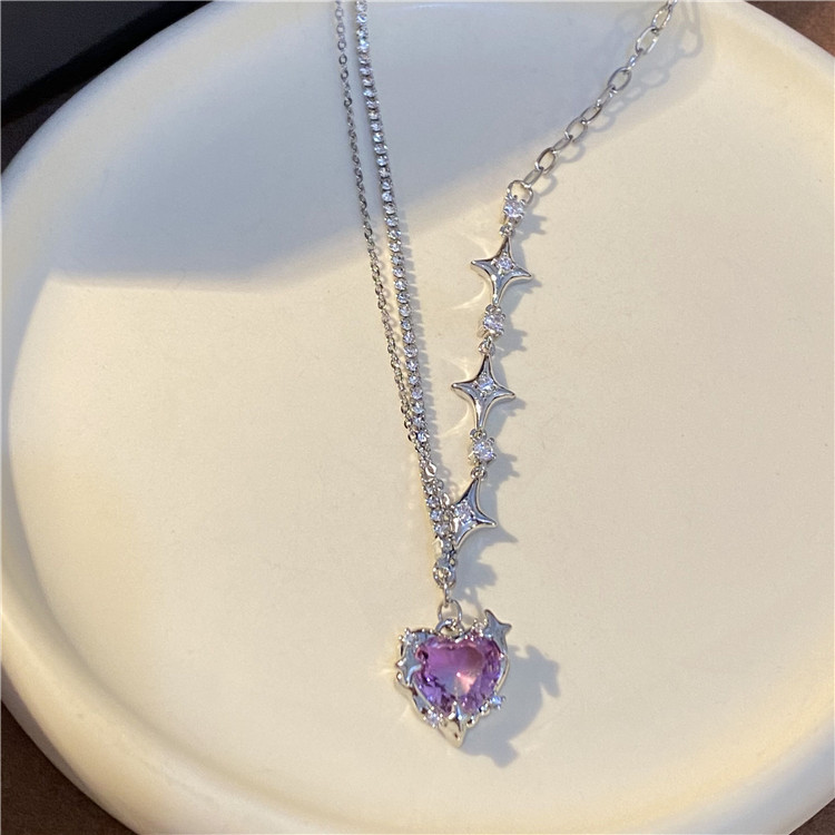 Fashion Heart Shape Titanium Steel Patchwork Pendant Necklace 1 Piece