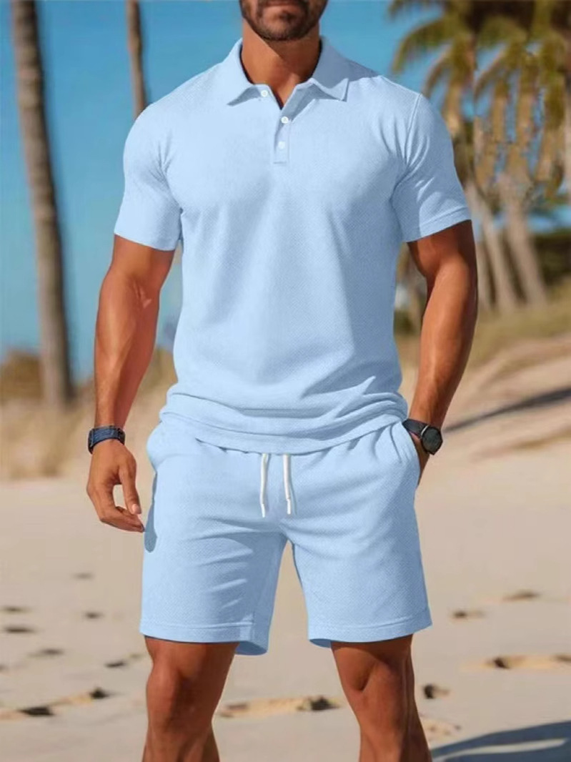 Erkak fashion POLO ko'ylagi va shorts casual to'plami