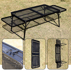 鐵網摺疊桌戶外自駕便攜露營野營桌可升降延展鋁合金網格餐桌批發