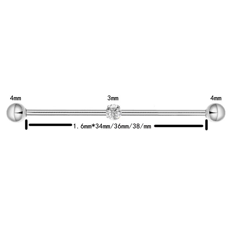 F136 Titanium Alloy Implant Grade Inner Spiral Tragus Ear Piercing Double-Ended Straight Rod with Zircon Ear Bridge Nail detail image 16