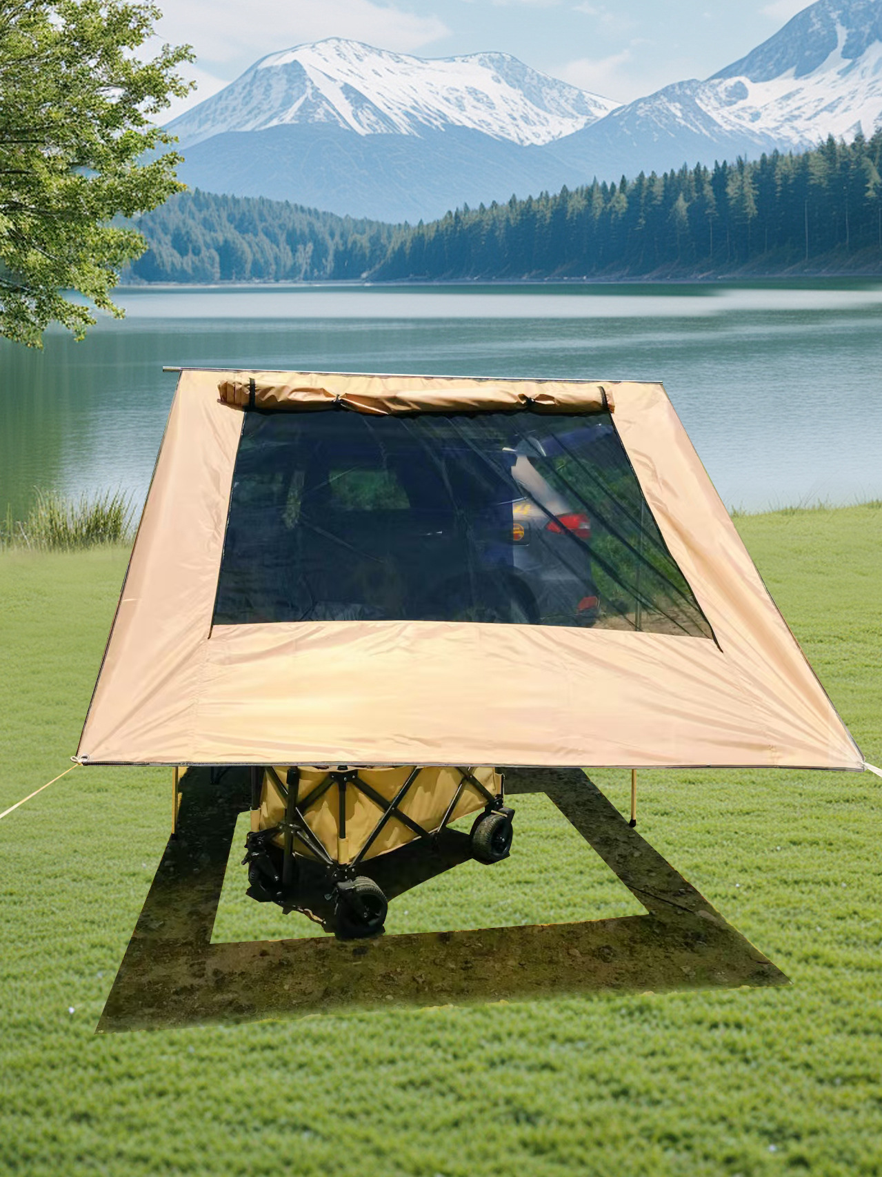 Wholesale Outdoor Car Canopy Side Cloth, Car Side Tent Side Cloth, Sunshade Tent Accessories, Windproof and Rainproof Side Cloth, Heavy Rain Protection