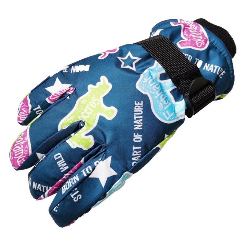 Ski Gloves for Winter Outdoor Sports, Colorful Children's Gloves for Ages 9-15, Fleece-Lined, Thickened, Windproof, and Snow-Proof, Warm Gloves