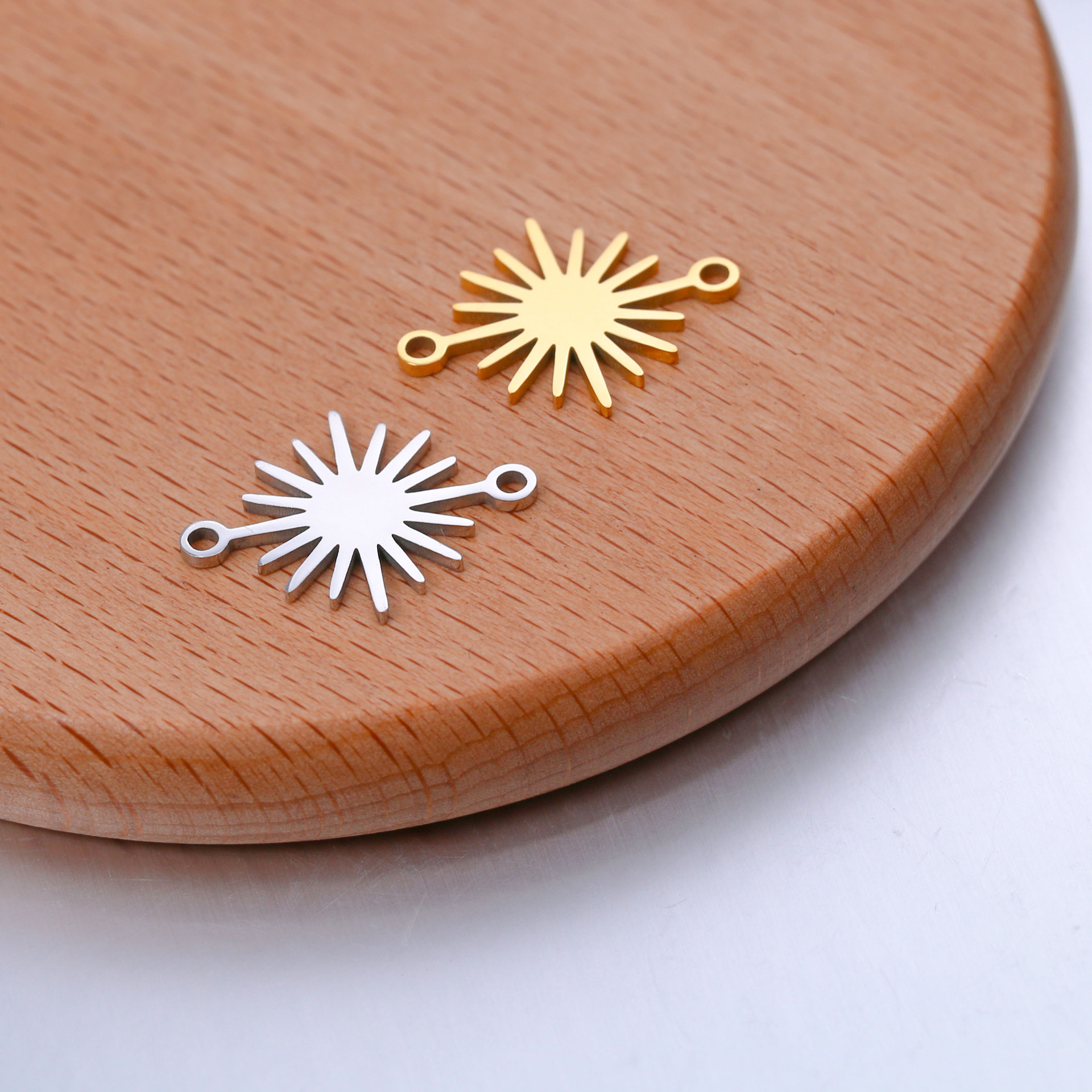 DOOYIO 5 teile/los Edelstahl Sonnenblume Doppel Löcher Anhänger DIY Halskette Armband Charms Schmuck Geschenke Zubehör – Detail 4