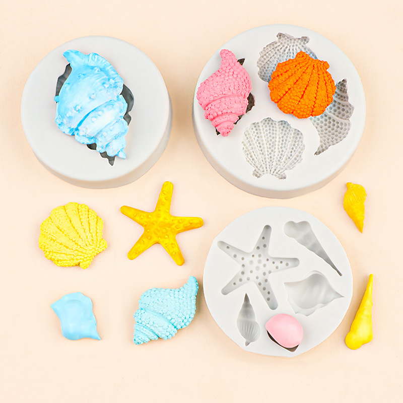 Ocean Conch Series Molde de silicona Chocolate Funda de chocolate Decoración de pastel de goteo Molde de herramienta de decoración de yeso