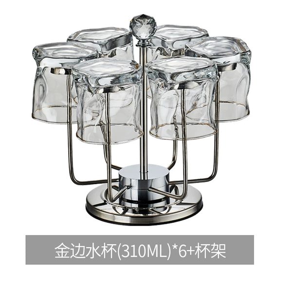 Phnom rim water cup 310ml*6 pieces + rotating cup holder
