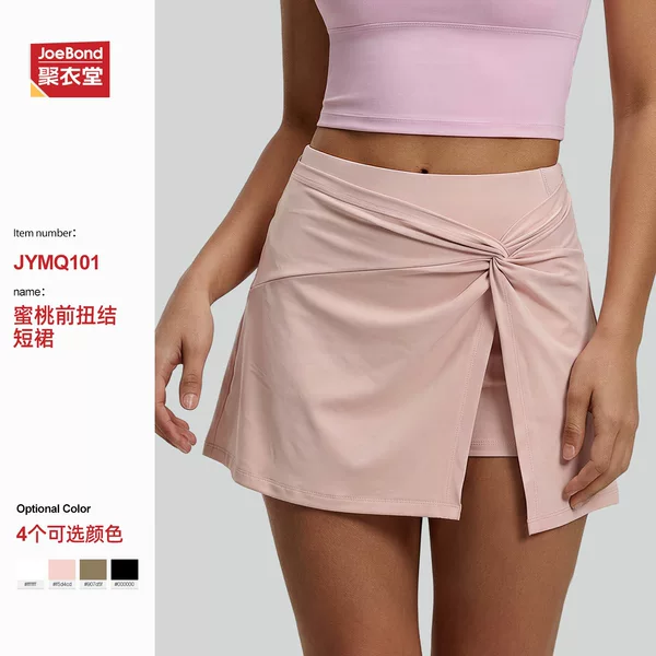 Summer Twist-Front Sports Skirt, High-Waisted Pleated Tennis Skirt, Anti-Exposure Yoga Short Skirt with Pockets