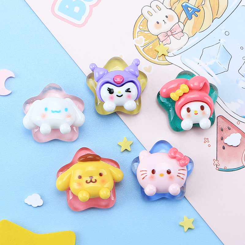 Internet celebridad manejar hielo transparente estrella animal lindo DIY joyería accesorios de resina al por mayor crema pegamento hecho en casa caja del teléfono horquilla