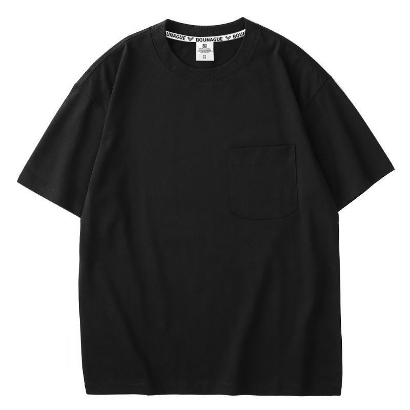 シンプルな無地ポケット半袖Tシャツメンズ2025年夏新作日本のトレンドルーズカジュアルTシャツトップストレンド|undefined