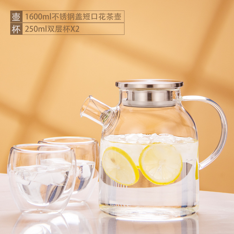 Tetera de vidrio resistente al calor tetera de bambú de gran diámetro olla engrosada tetera de flores y hierba tetera de gran capacidad hervidor de agua fría tetera hirviendo