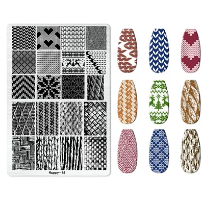 Dırnaq bəzəkləri — Art Stamping Plate Kt Cat - happy-014-with-back-plate