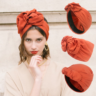 Women's cross turban hat 2022 adult fashion bag head hat French retro turban multi-belt pullover cap